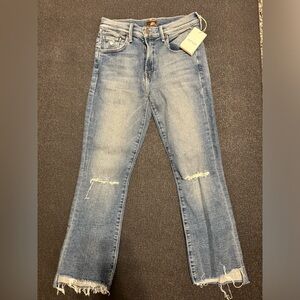 NWT Mother The Insider High Waist Crop Step Fray Jeans Size 25R